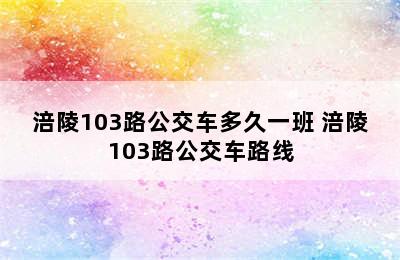 涪陵103路公交车多久一班 涪陵103路公交车路线